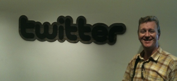 a giggly Tweep at Twitter HQ