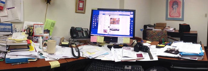 Messy desk creative mind